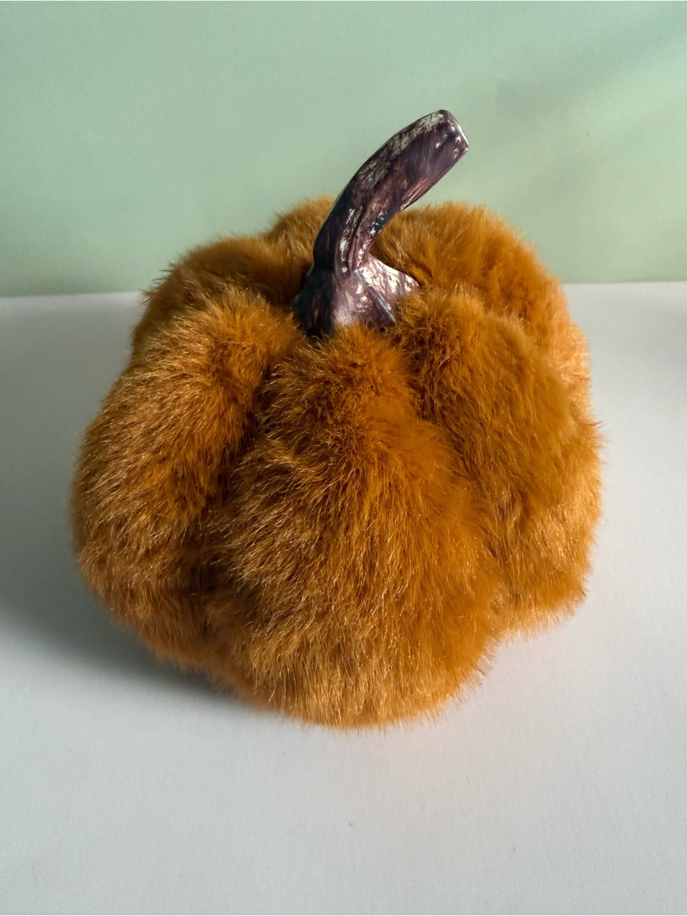 Plush Faux Fur Pumpkin Accent - Rust Orange